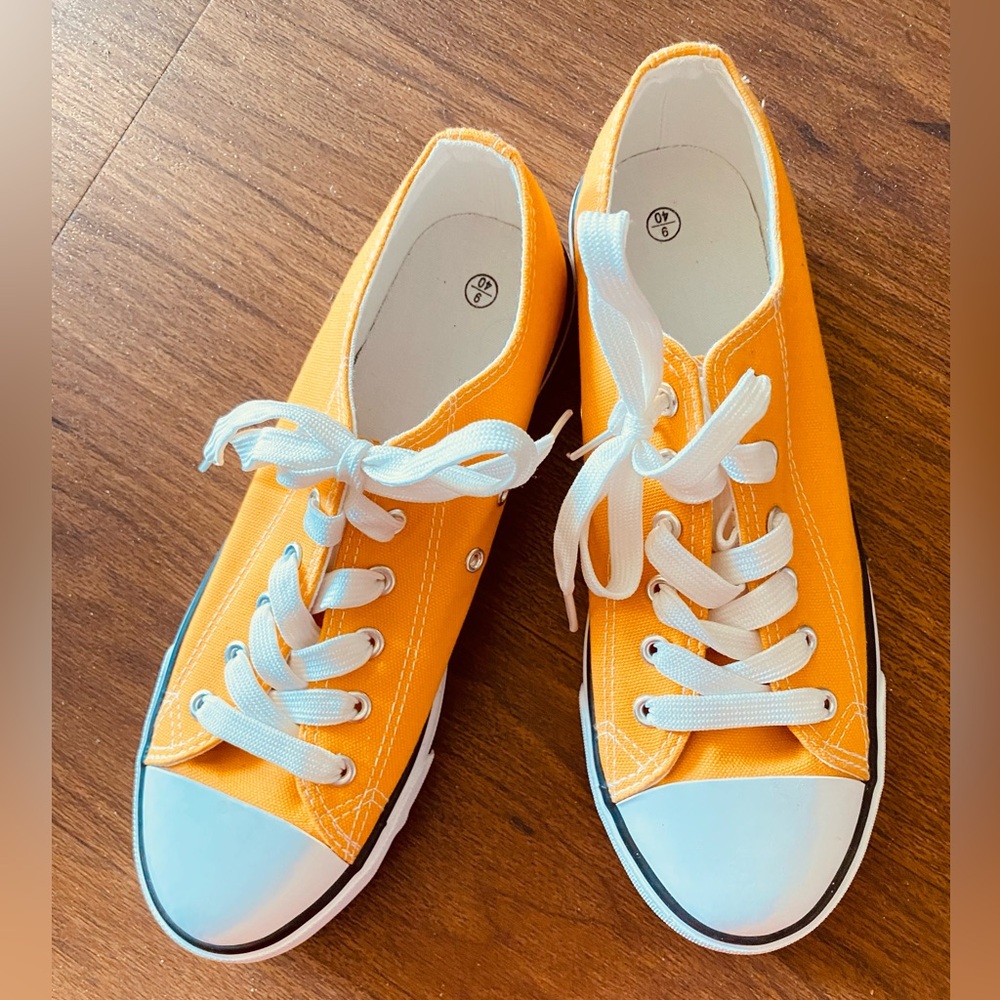 New Bright yellow Canvas Sneakers with White Laces